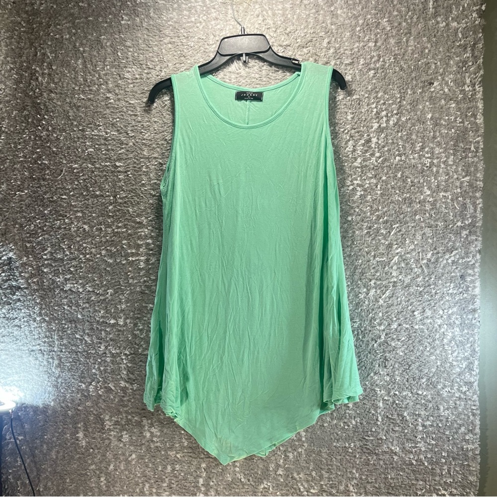 MADE BY JOHNNY Sleeveless Asymmetrical Top Green Rayon XL